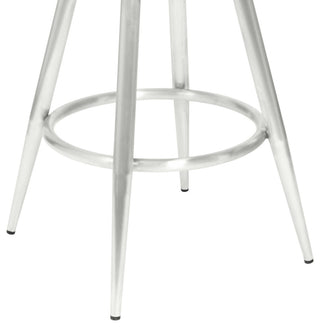 Justin 30" Bar Height Barstool in Brushed Stainless Steel and Black Faux Leather