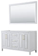 60" Double Bath Vanity, White, No Countertop, 58" Mirror, Gold Trim