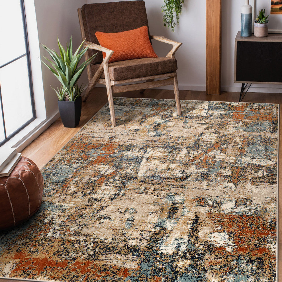 Allure Clovis Area Rug, Orange, 8'9" x 11'9", Abstract