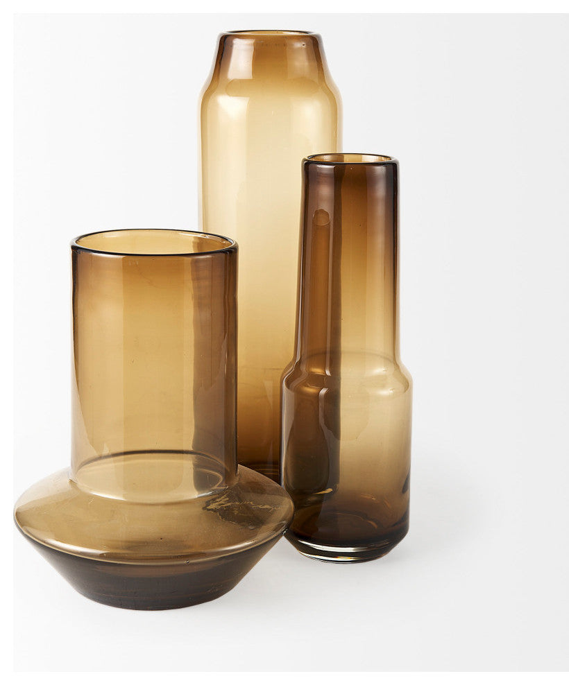 Amrita Gold And Brown Glass Vase, 12"