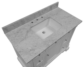 Sydney 42" Bathroom Vanity, White, Carrara Marble