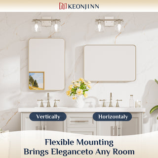 Metal Frame Decorative Rectangular Wall Mount Mirror, Sliver, 30"x36"