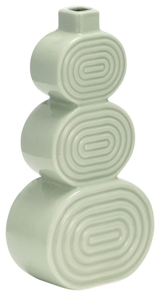 Ceramic 12" Stacked Circles Vase, Cucumber