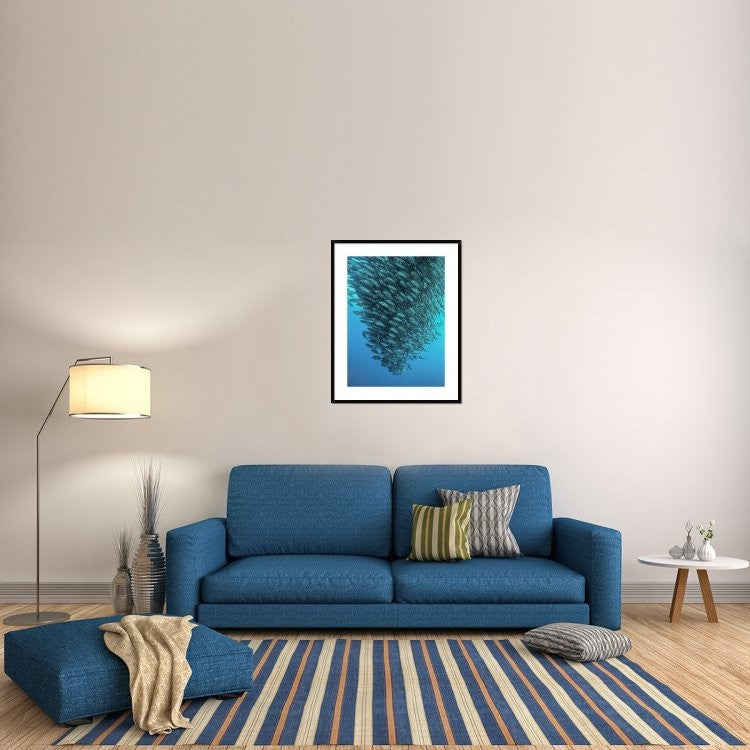 "Schooling Jackfishes" Framed Digital Print by Henry Jager, 30x38"