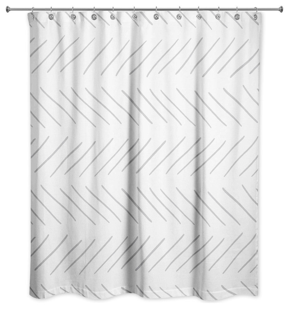 Modern Chevron Shower Curtain, Gray