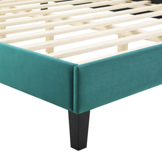 Juniper Channel Tufted Performance Velvet Full Platform Bed, Teal