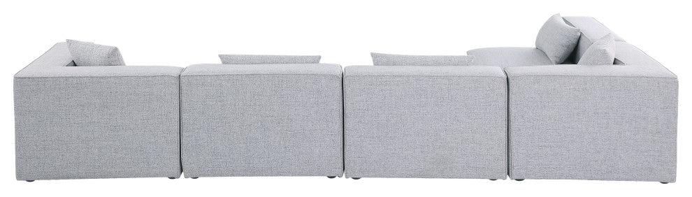Cube Upholstered Modular Sectional, Gray, 5-Piece: 3 Armless Chair, 2 Corner Chair, Linen Texured Fabric