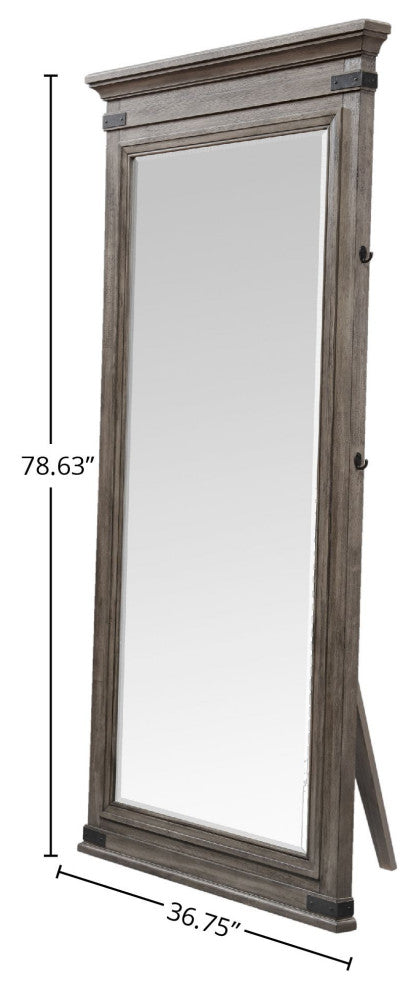 Forge 37" Wide Floor Mirror, Brushed Steel