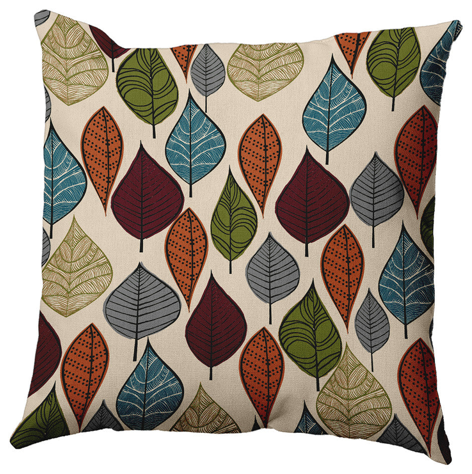 18" x 18" Autumn Leaves Decorative Throw Pillow, Pomegranate