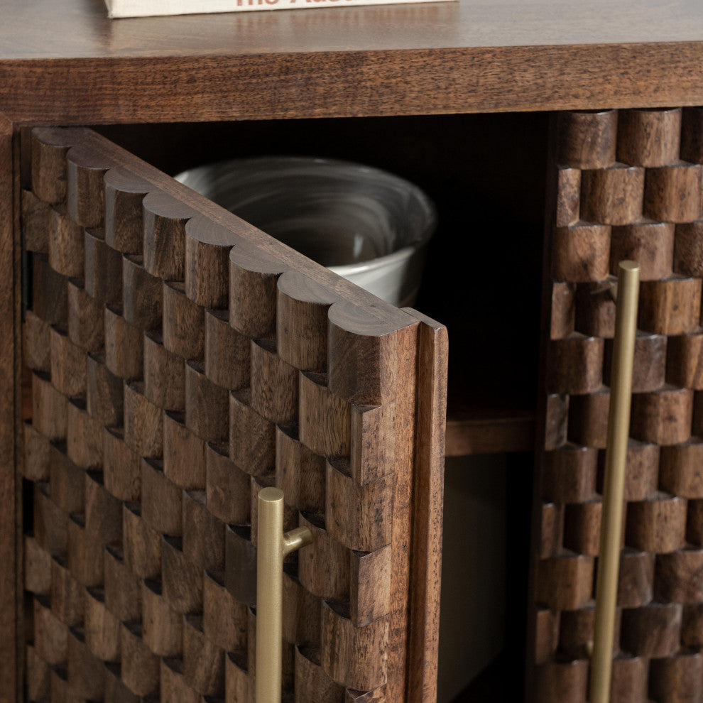 Norwood 2-Door Mango Wood Cabinet, Dark Brown