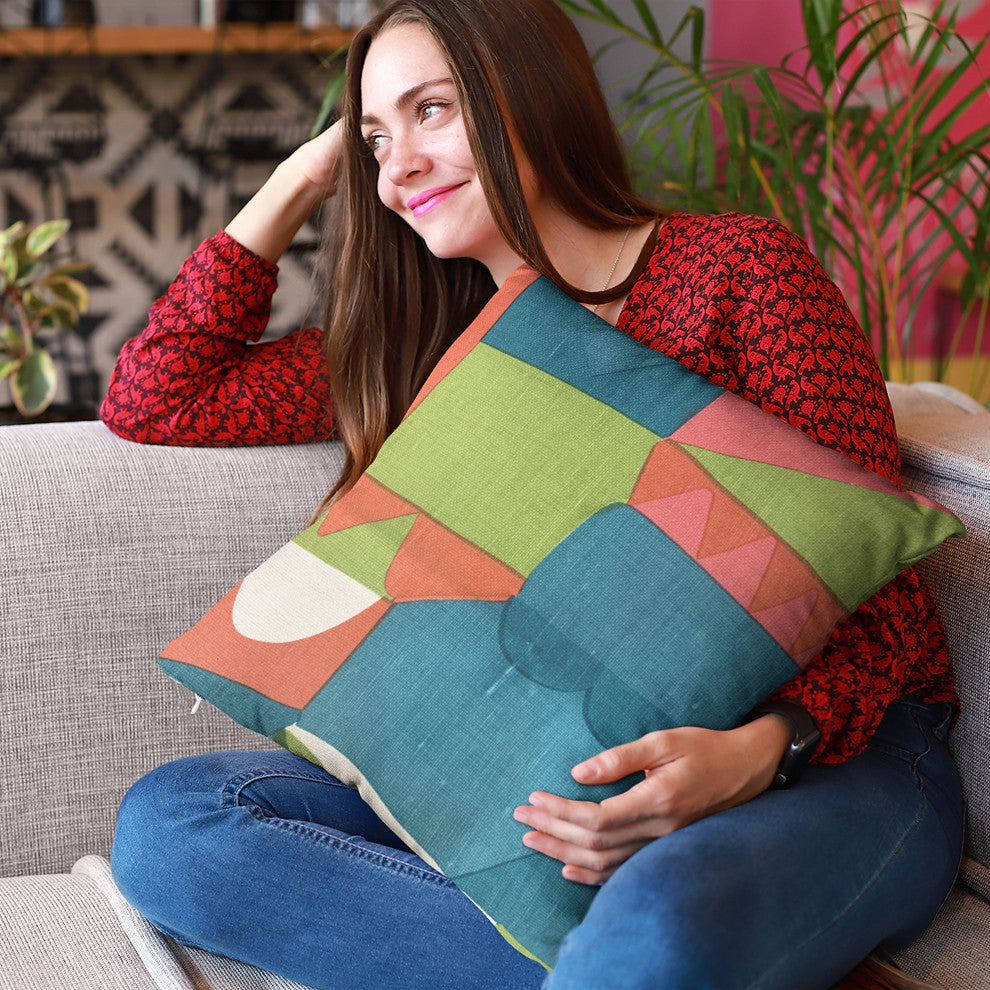 Plutus Blue Dino Graphic Print Luxury Throw Pillow, 22"x22"