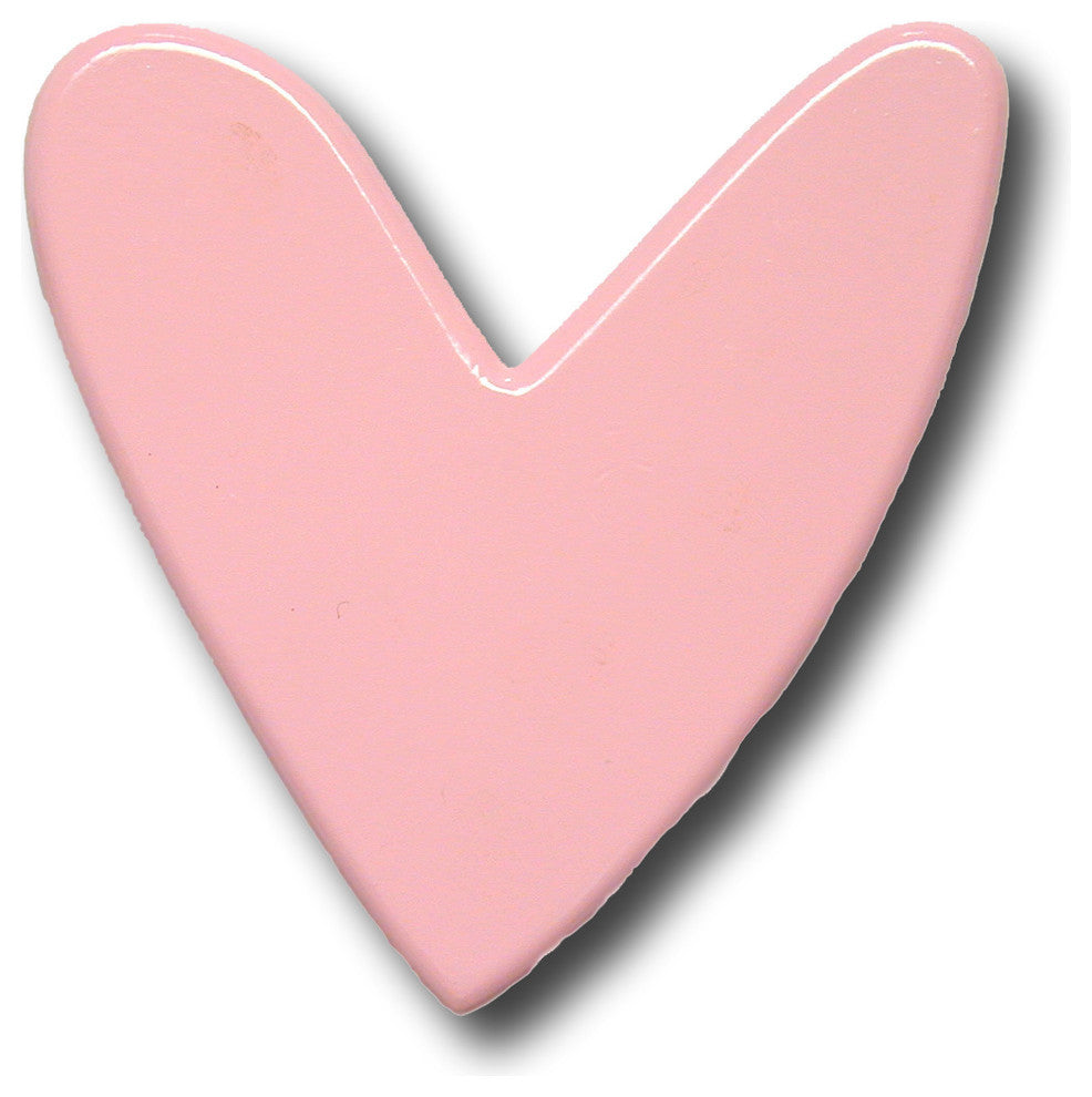 Modern Heart Wooden Drawer Pull, Pink