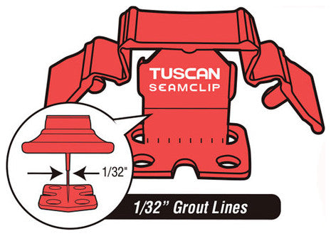 Tuscan Seamclip Red for Gauged tiles 3/8" to 1/2" thick Grout 1/32", 150 Clips
