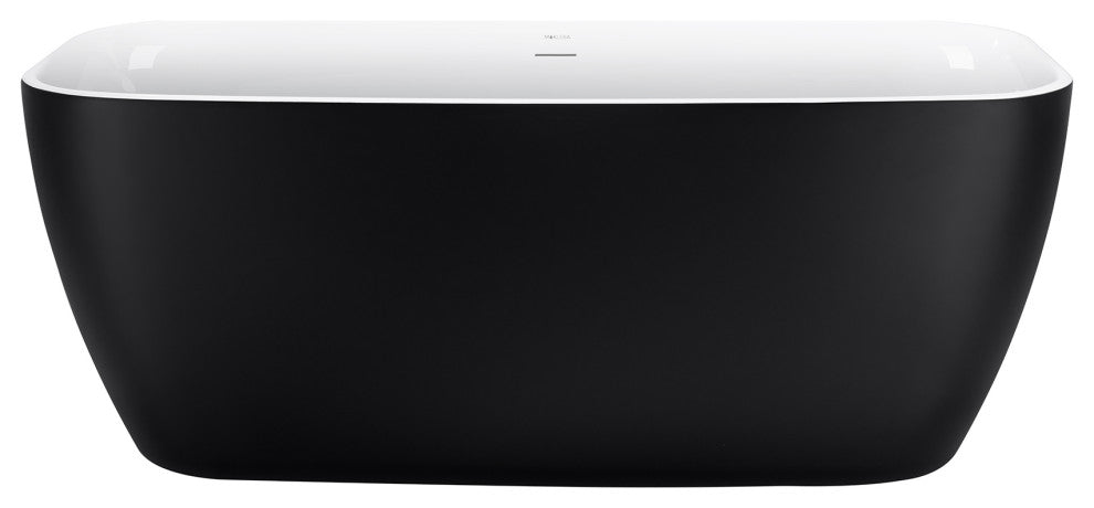 59" Acrylic Roll-Top Flatbottom Non-Whirlpool Bathtub, Black
