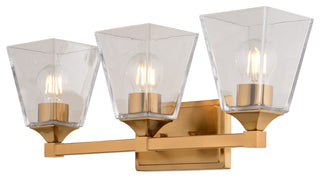 Wallingford 3-Light Modern Gold Transitional Bathroom Vanity Fixture Clear Glass, Modern Gold