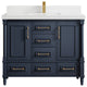 Aberdeen 42 Single Sink Bath Vanity in Hale Navy Blue  2" White Quartz