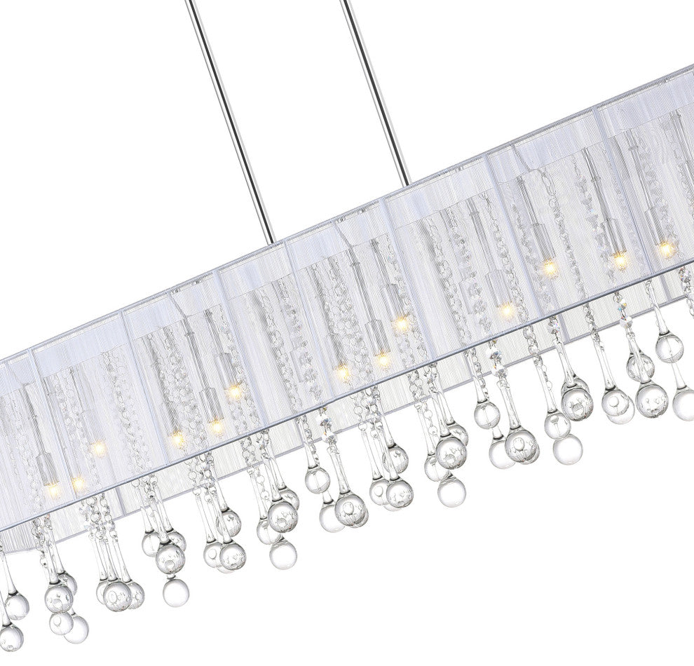 Water Drop 17 Light Drum Shade Chandelier With Chrome Finish