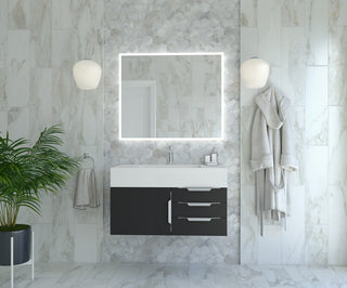 CastelloUSA Alpine 36" Wall Mounted Vanity, Base Only, Black, Brushed Nickel