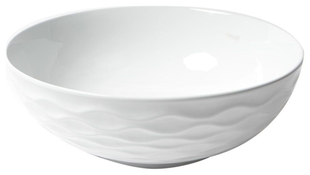 White 17" Decorative Round Vessel Above Mount Ceramic Sink