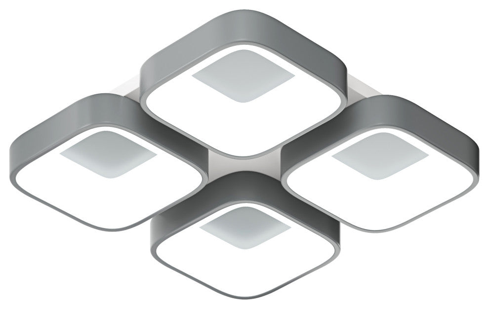 Modern White 4-Light Square LED Flush Mount Ceiling Light