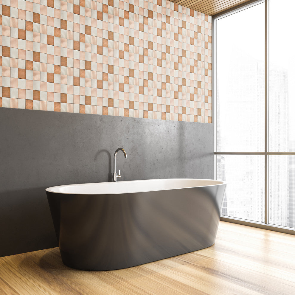 Mijas 11.97x11.97, Copper Peel-and-Stick Metal Mosaic Tile, Sample