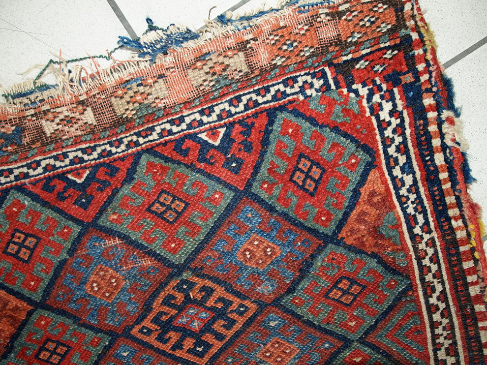 Handmade antique collectible Persian Kurdish bag 1.8' x 2.4' (56cm x 73cm) 1880s