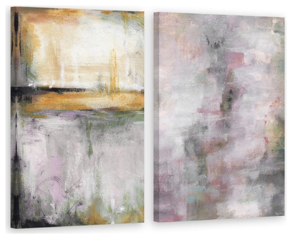 Pink and Yellow Smokes Diptych, 80"x60"