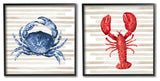 Nautical Blue Crab and Red Lobster,24 x 24