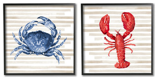 Nautical Blue Crab and Red Lobster,24 x 24