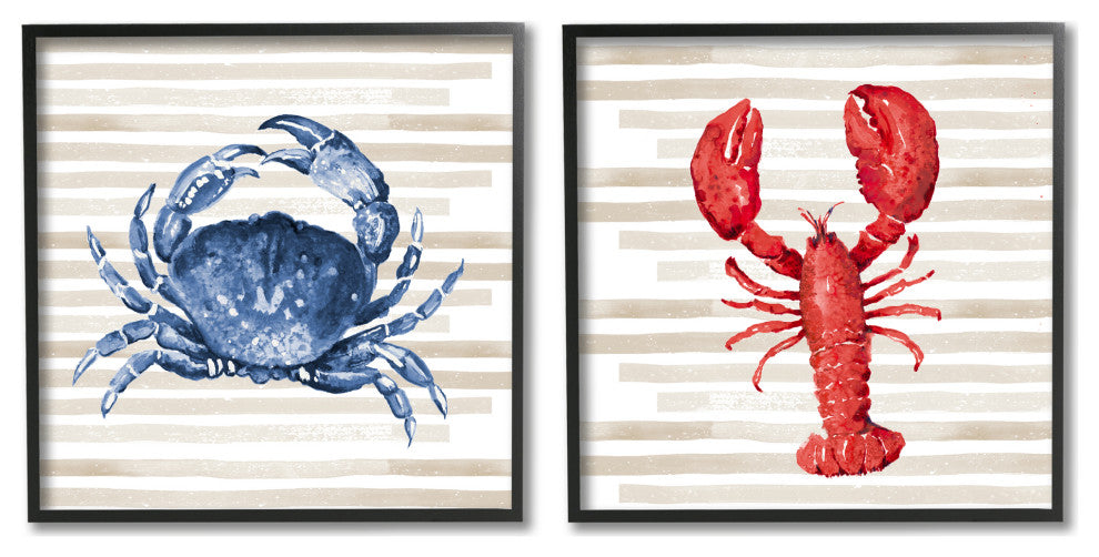 Nautical Blue Crab and Red Lobster,24 x 24
