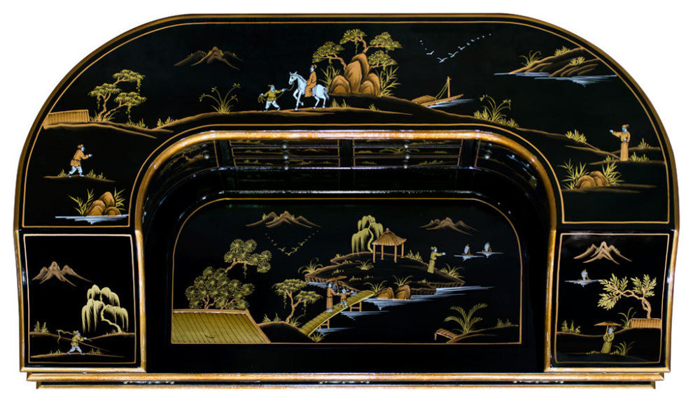 Chinoiserie Scenery Harpsichord Style Oriental Desk Set