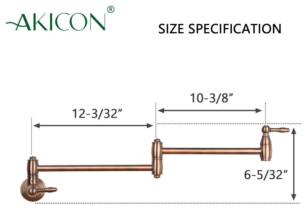 Copper Pot Filler Kitchen Faucet Wall-Mounted, Antique Copper