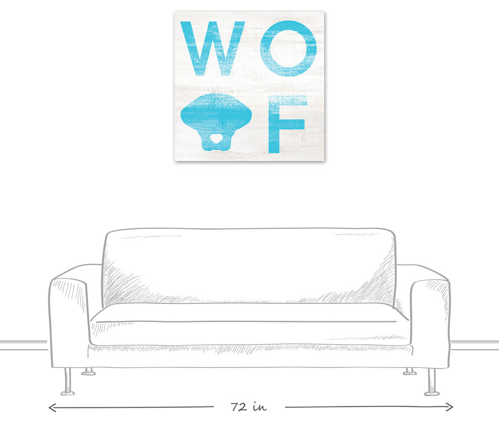 Designs Direct Creative Group Woof Distressed Blue 30x30 Canvas Wall Art