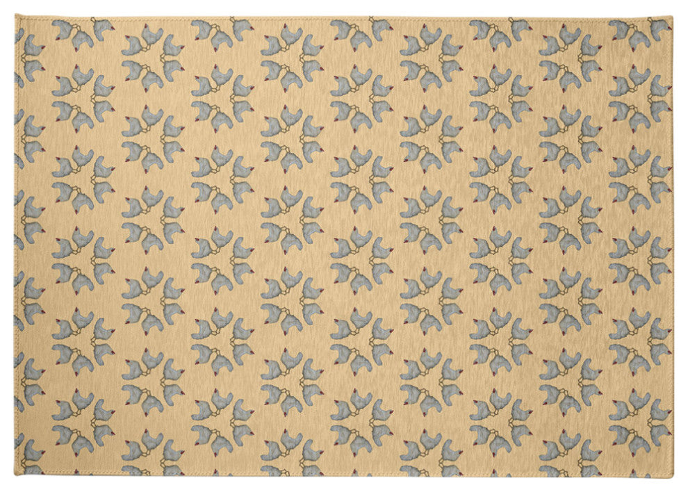 Chickens-go-round Easter Chenille Rug, Corn Yellow, 5'x7'