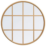 Macey Metal Windowpane Mirror, 28"x28", Brass
