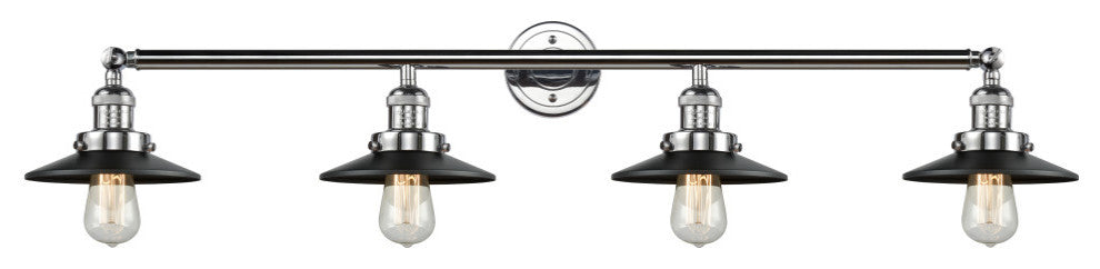 INNOVATIONS LIGHTING 215-PC-M6BK-LED Railroad 4 Light Bath Vanity Light