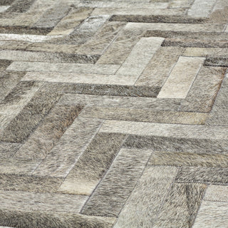 Cowhide Patchwork Rug, Plutus, Ashen, 5'x8'