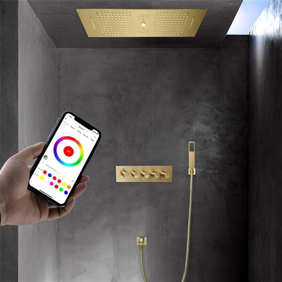 Rainfall Musical Shower System With Hand Shower, Style B-Phone Control Light