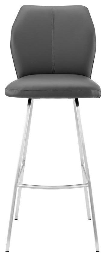 Tandy Gray Faux Leather and Brushed Stainless Steel 26 Counter Stool