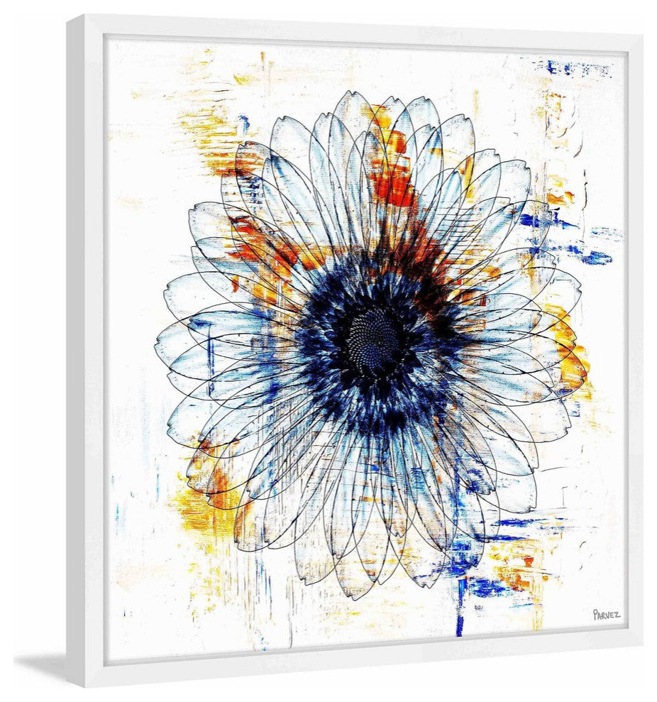 Parvez Taj "Stencil Flower" Framed Painting Print, 12"x12"