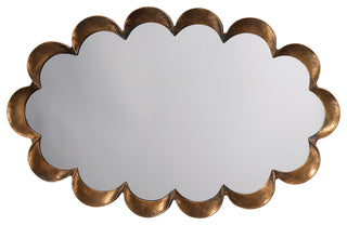Scalloped Steel Mirror in Antique Brass