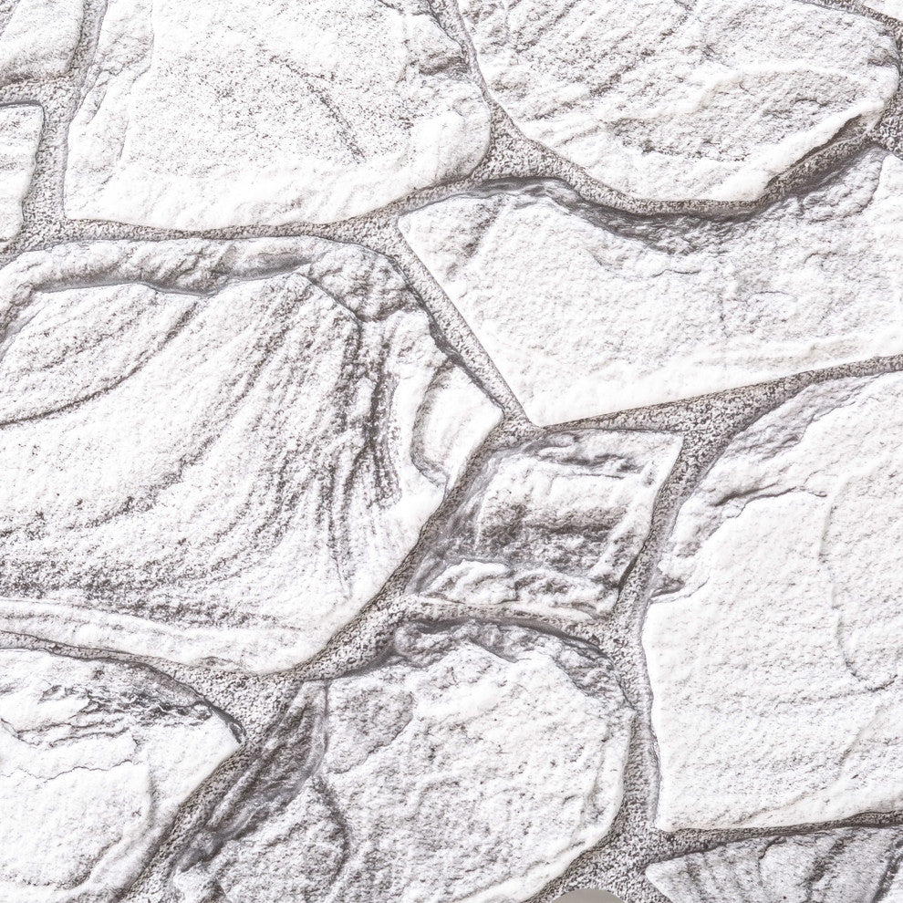 Faux Stone PVC 3D Wall Panels, White Charcoal, Sample, 9x9"