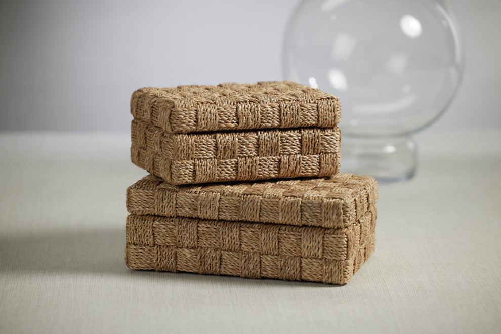 Taranto Natural Abaca Rope Decorative Box, Small