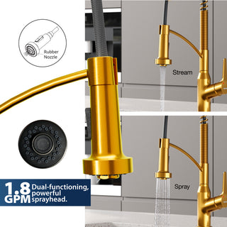 Karran Single-Handle Pull-Down Sprayer Kitchen Faucet, Gold