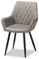 Arcelia Mid-Century Gray Faux Leather and Black Metal 4-Piece Dining Chair Set