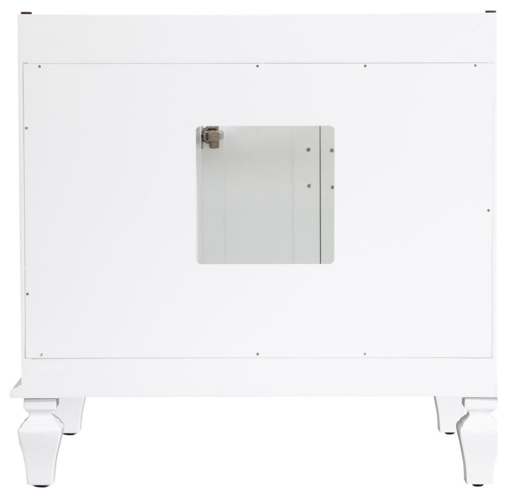 Solid Wood Bathroom Vanity with Quartz Top and cUPC Certified Sink, White, 36 Inch