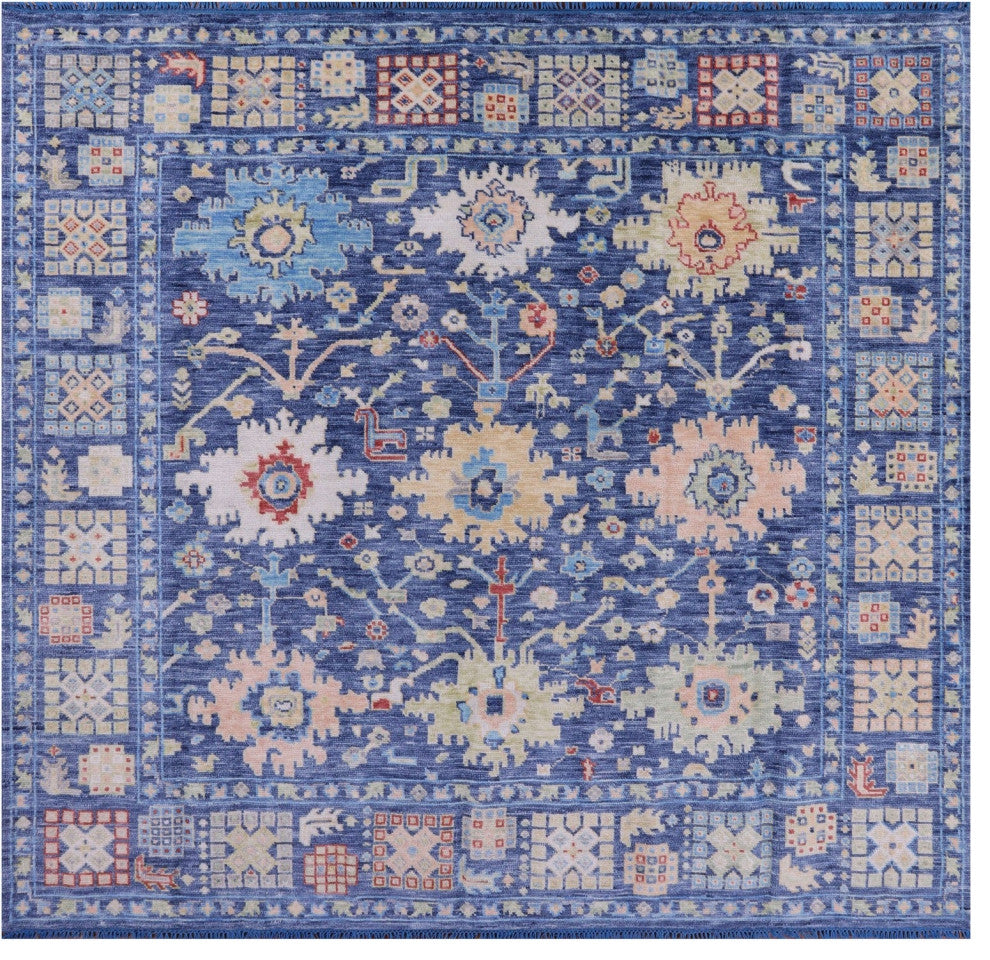 7' 11" X 8' 9" Square Turkish Oushak Handmade Wool Rug - Q13366