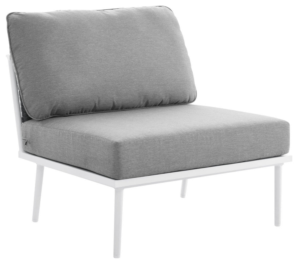 Outdoor Patio Aluminum Outdoor Patio Aluminum Large Sectional Sofa, White Gray