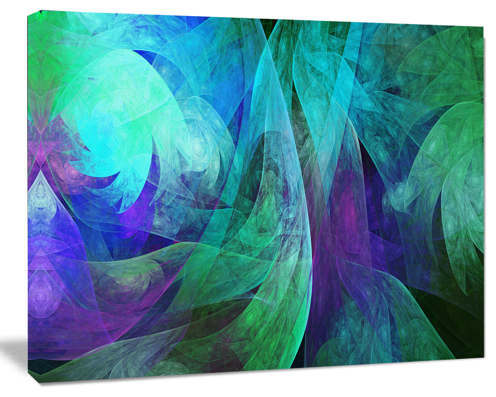 Green Fractal Abstract Pattern, Abstract Art on Canvas, 20x12