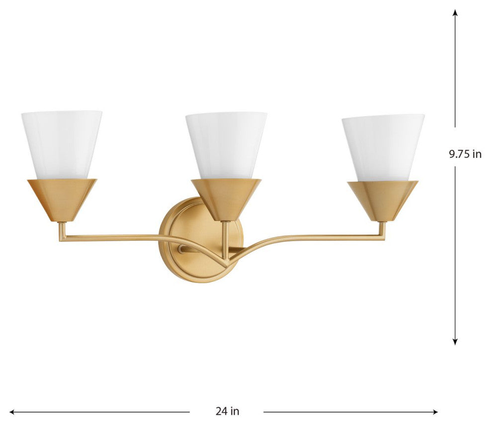 Pinellas Collection Three-Light Contemporary Vanity Light, Soft Gold